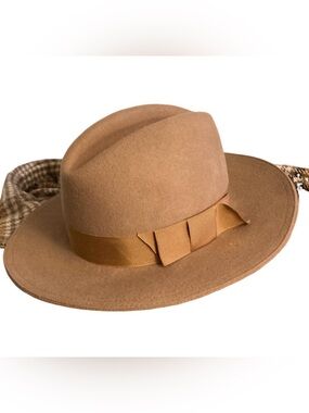 Importina 100% Wool Vintage Fedora Hat Khaki Tan Color Felt Comfort Jazz